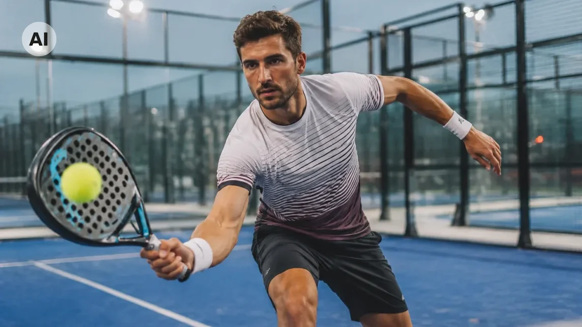 Mann trainiert Padel im Padelpark